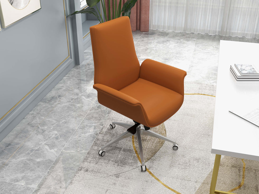 HMR - Office Upholstered PU Leather Swivel Chair in Orange