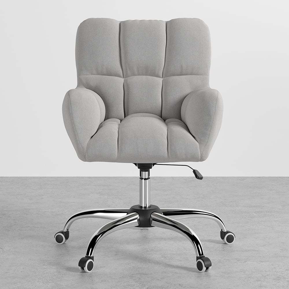 HMR - Modern Office Chair Upholstered Cotton Linen Swivel Task Chair Height Adjustable