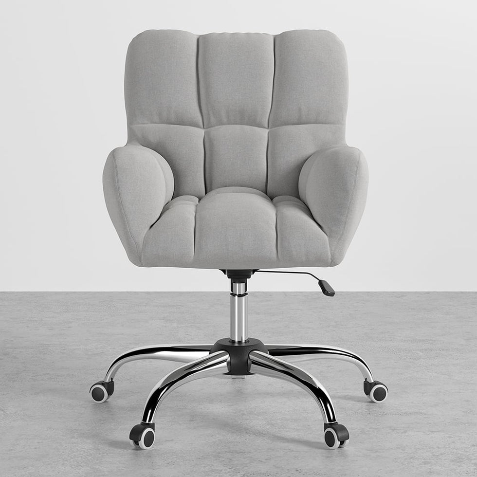 HMR - Modern Office Chair Upholstered Cotton Linen Swivel Task Chair Height Adjustable
