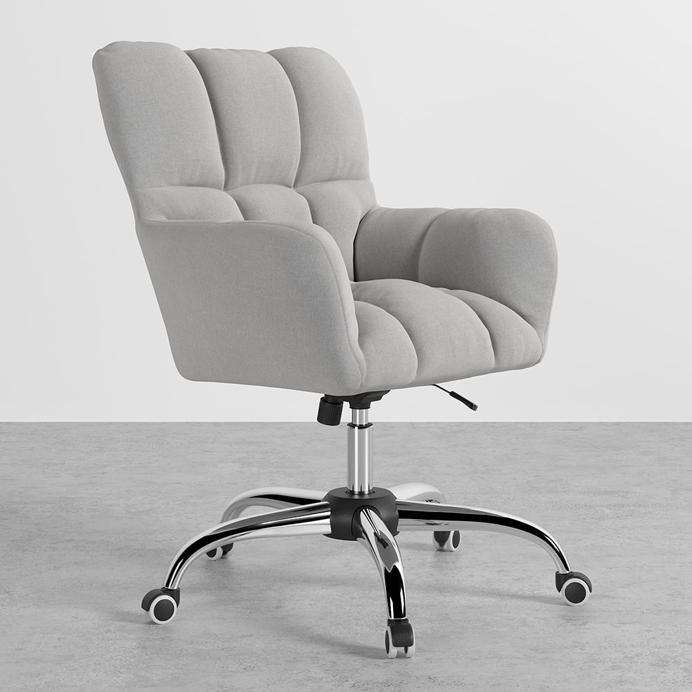 HMR - Modern Office Chair Upholstered Cotton Linen Swivel Task Chair Height Adjustable