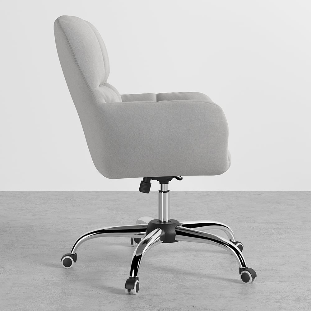 HMR - Modern Office Chair Upholstered Cotton Linen Swivel Task Chair Height Adjustable