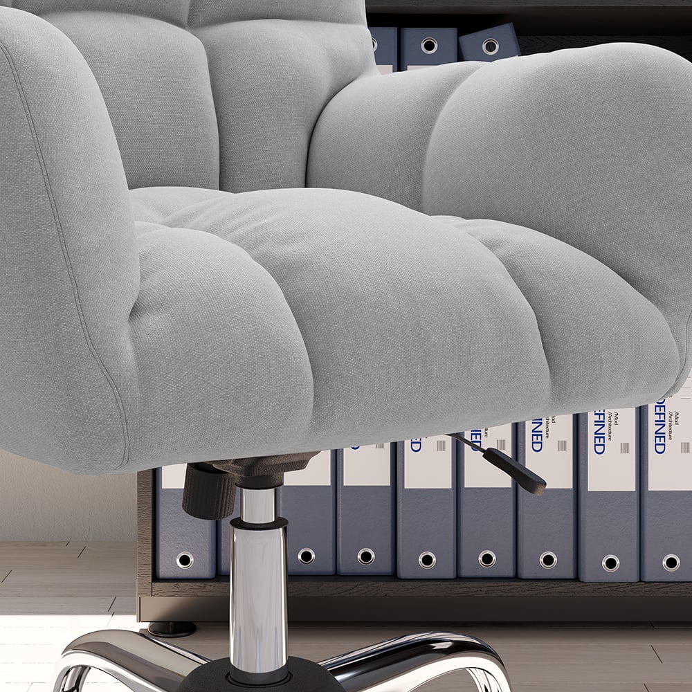 HMR - Modern Office Chair Upholstered Cotton Linen Swivel Task Chair Height Adjustable