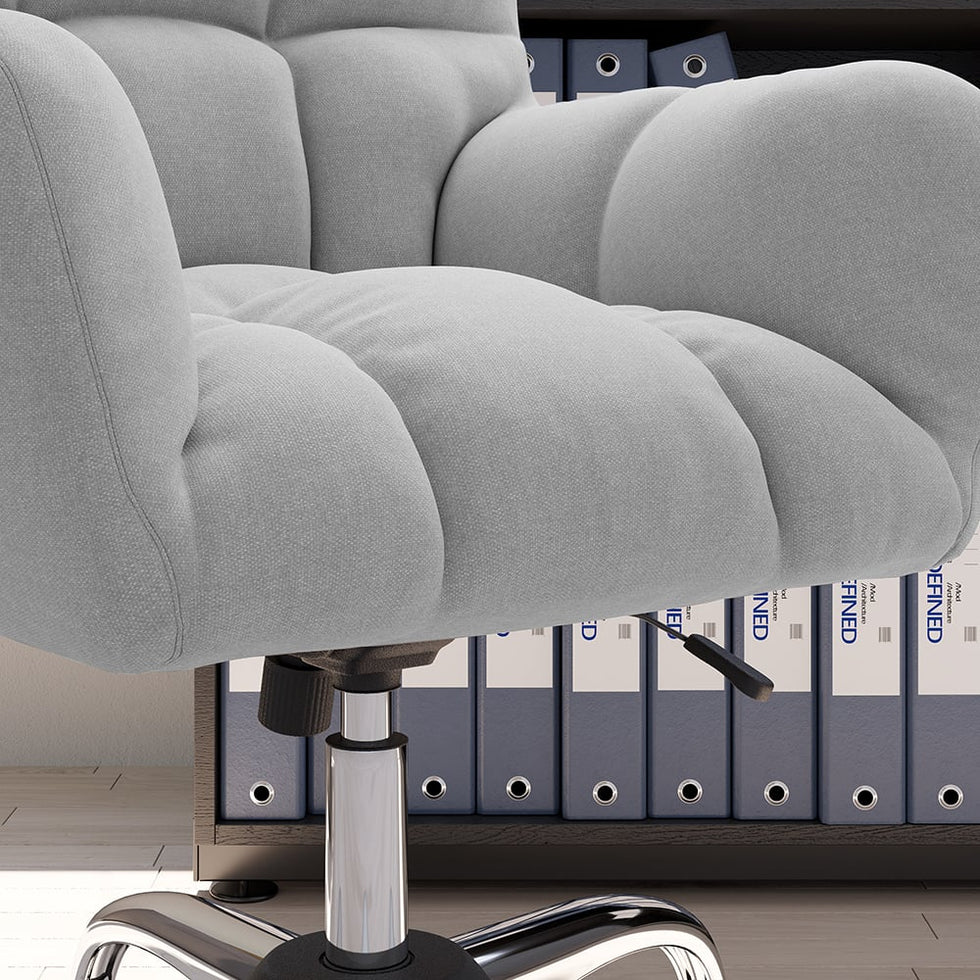 HMR - Modern Office Chair Upholstered Cotton Linen Swivel Task Chair Height Adjustable