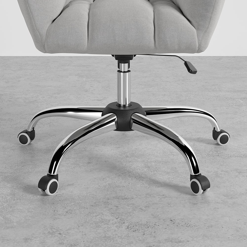 HMR - Modern Office Chair Upholstered Cotton Linen Swivel Task Chair Height Adjustable
