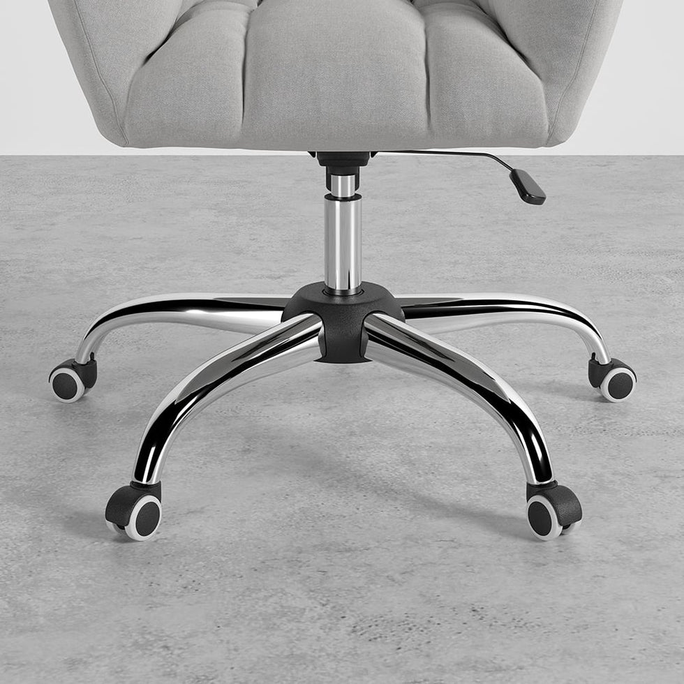 HMR - Modern Office Chair Upholstered Cotton Linen Swivel Task Chair Height Adjustable
