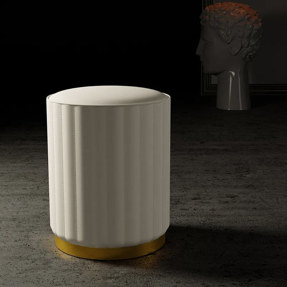HMR - PU Leather Upholstered Vanity Stool in White