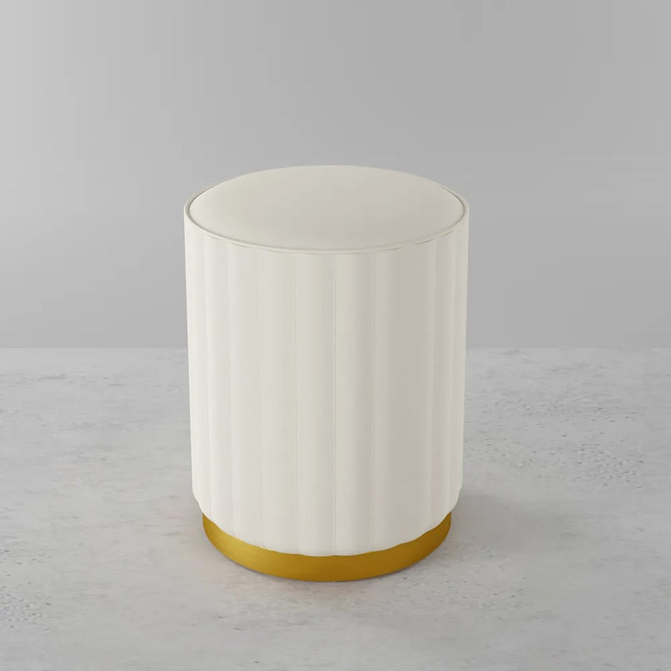 HMR - PU Leather Upholstered Vanity Stool in White