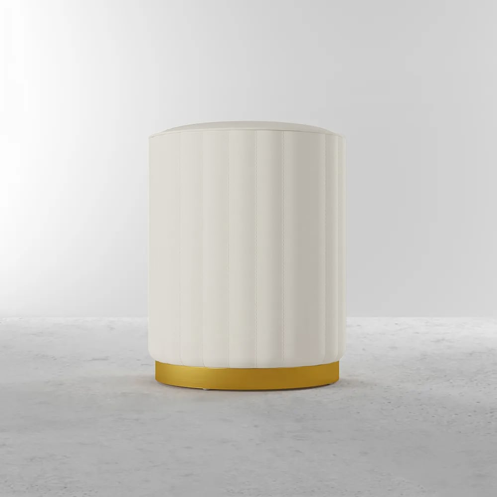 HMR - PU Leather Upholstered Vanity Stool in White