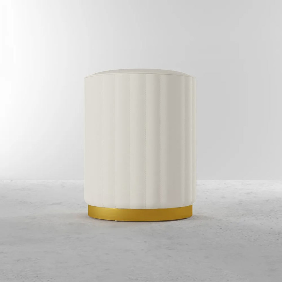 HMR - PU Leather Upholstered Vanity Stool in White