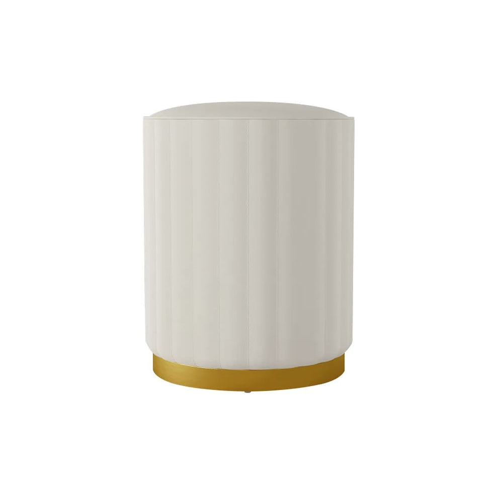 HMR - PU Leather Upholstered Vanity Stool in White