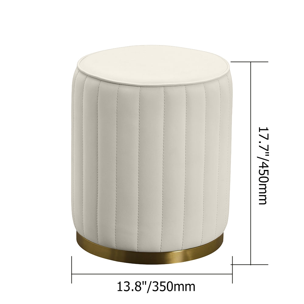HMR - PU Leather Upholstered Vanity Stool in White
