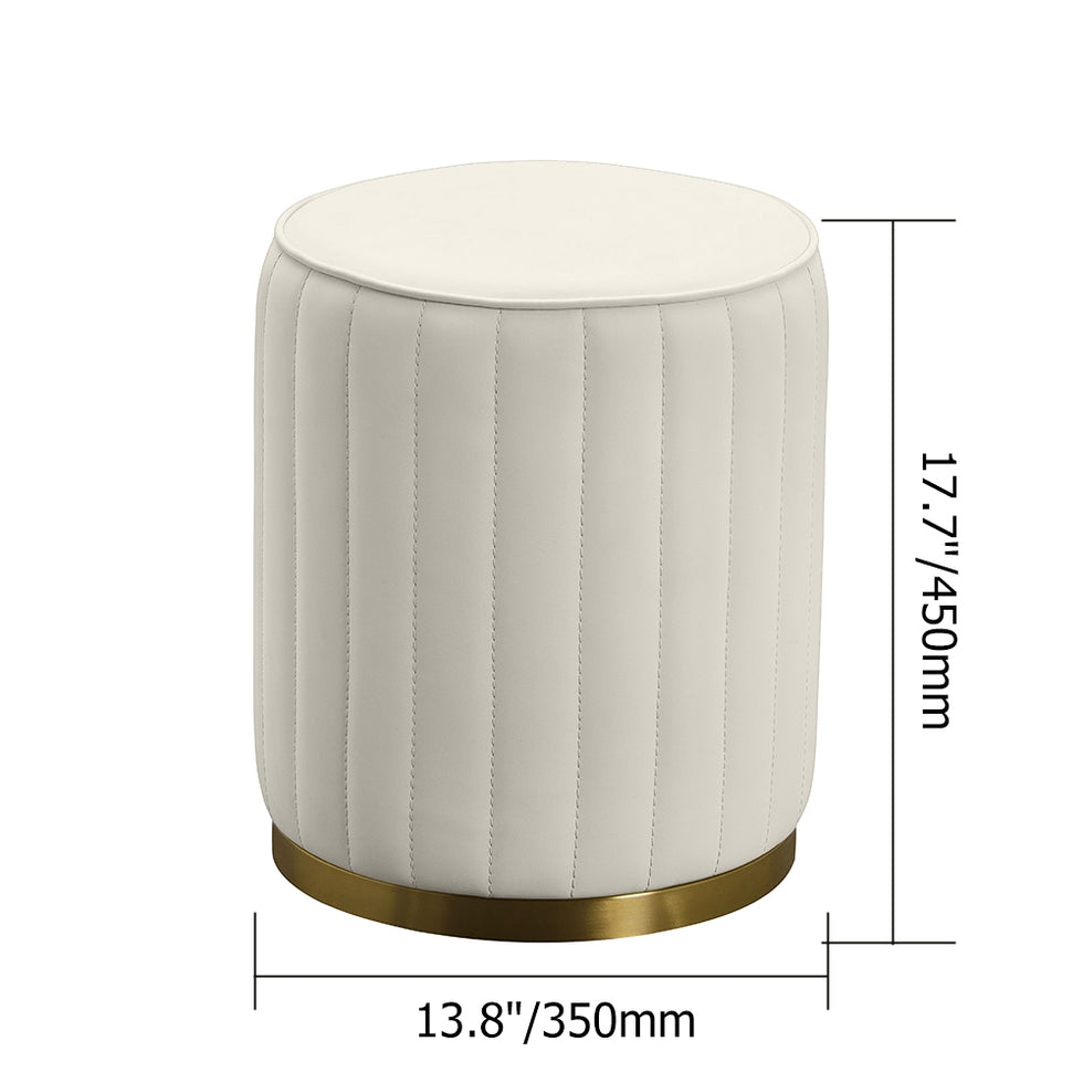 HMR - PU Leather Upholstered Vanity Stool in White