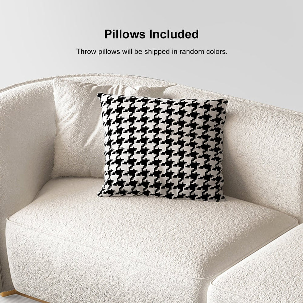 HMR - Curved Sectional Upholstered 5-Seater Sofa in 134" W, White