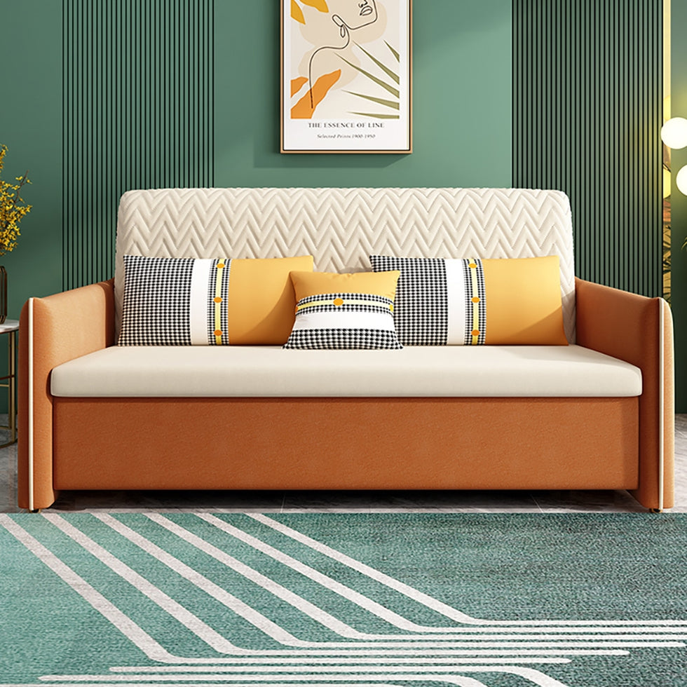 HMR - Velvet Upholstered Convertible Full Sleeper Storage in 66.1"L, Beige