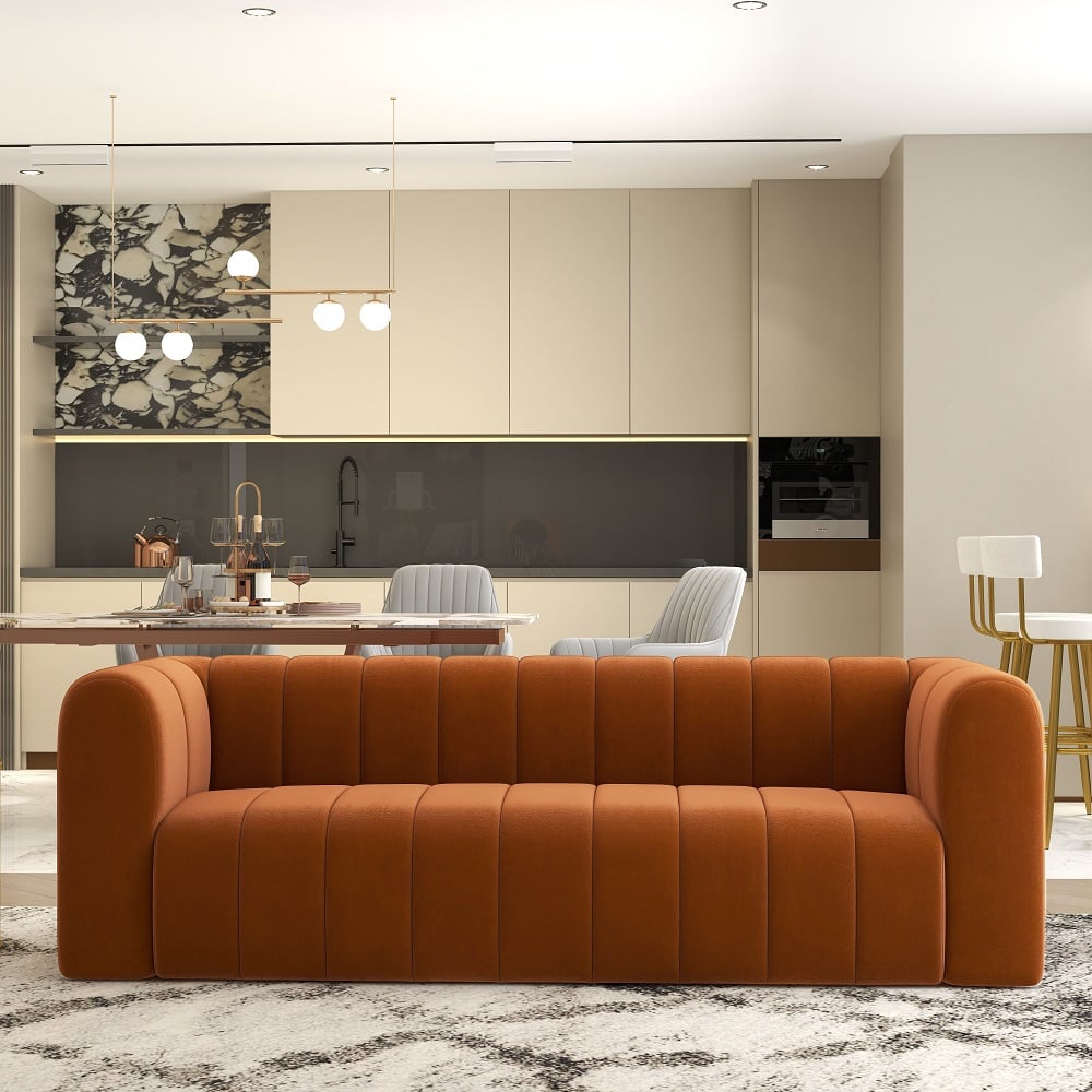 HMR - Modern 3-Seater Sofa with Corduroy Upholstered