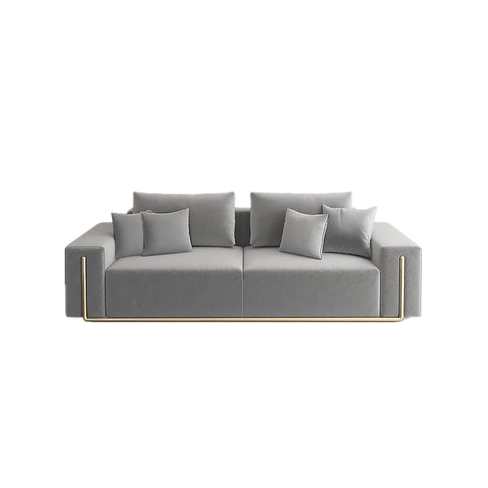 HMR - 87" Modern Gray Cotton & Linen Upholstered 3-Seater Sofa for Living Room