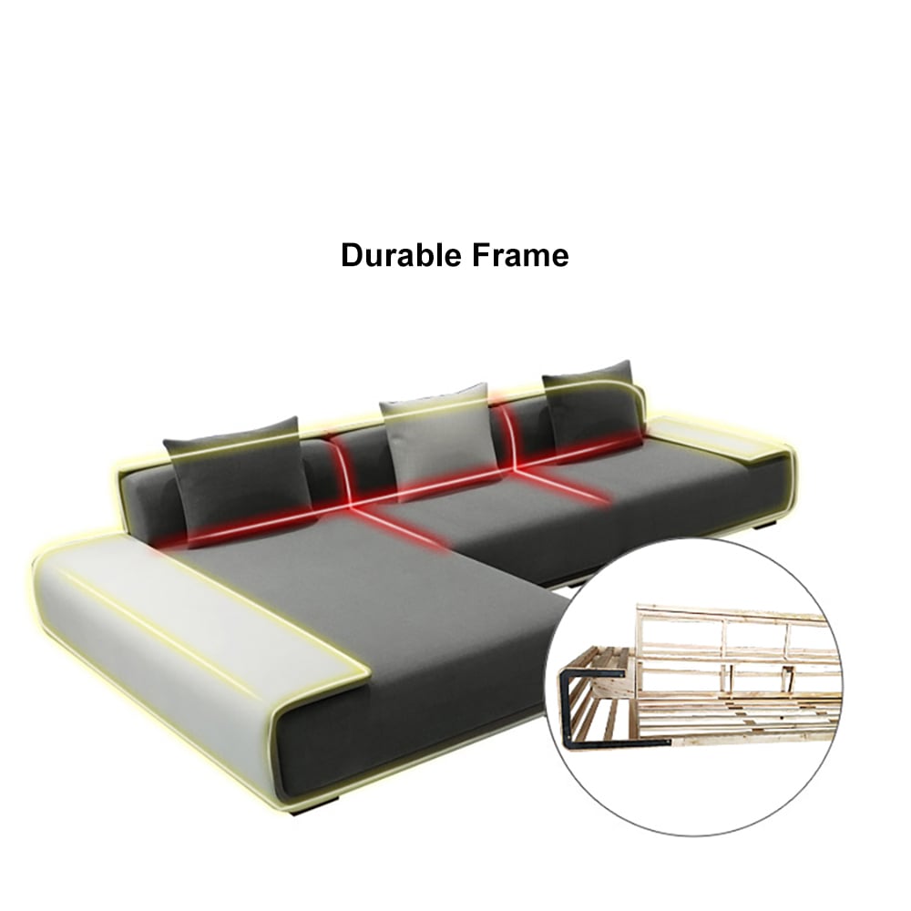 HMR - Doart 112" Cotton & Linen 4-Seater Modern Corner Modular Sectional Sofa L-Shaped