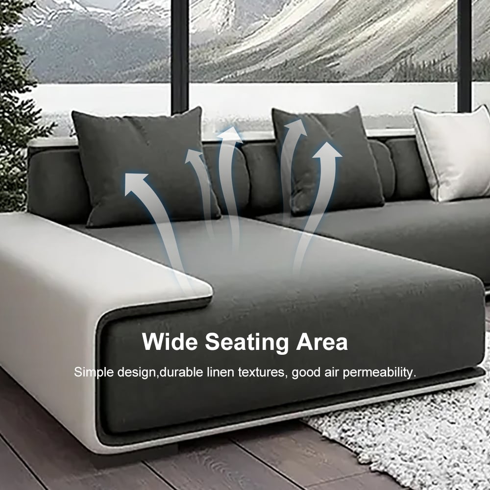HMR - Doart 112" Cotton & Linen 4-Seater Modern Corner Modular Sectional Sofa L-Shaped