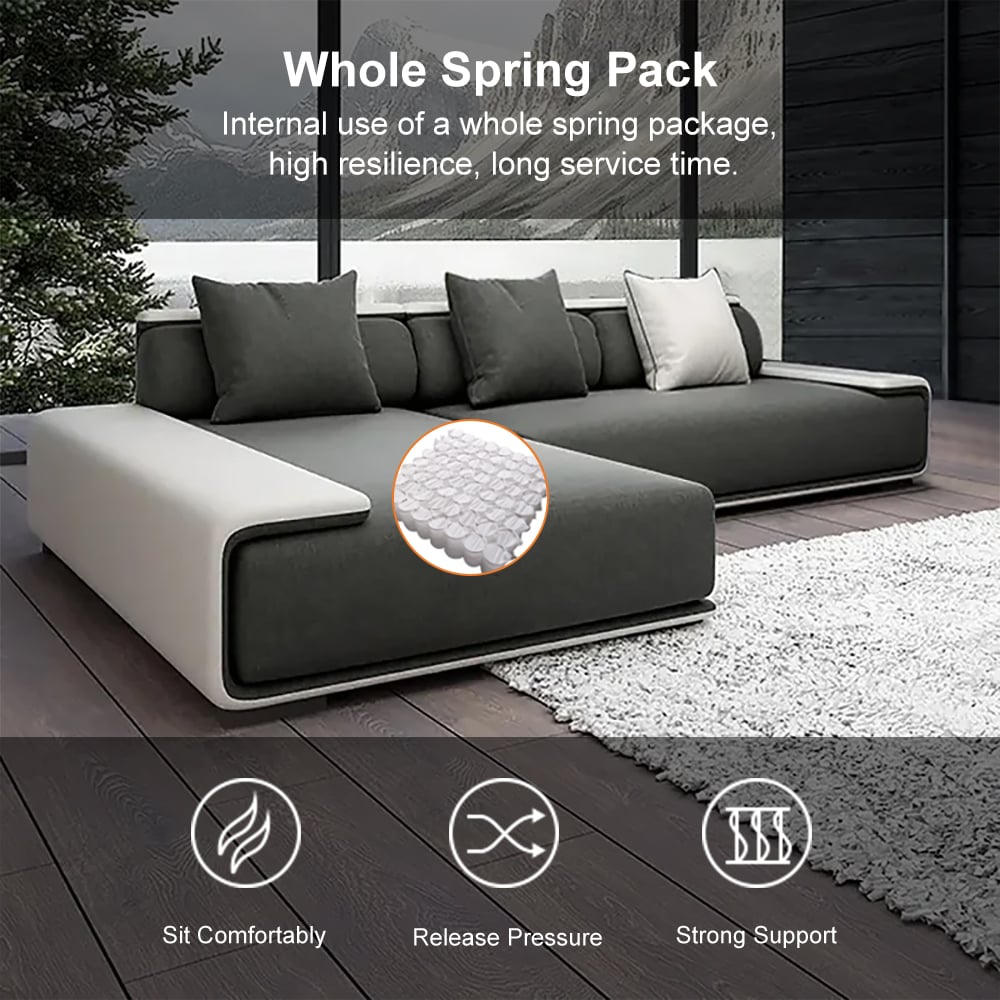 HMR - Doart 112" Cotton & Linen 4-Seater Modern Corner Modular Sectional Sofa L-Shaped