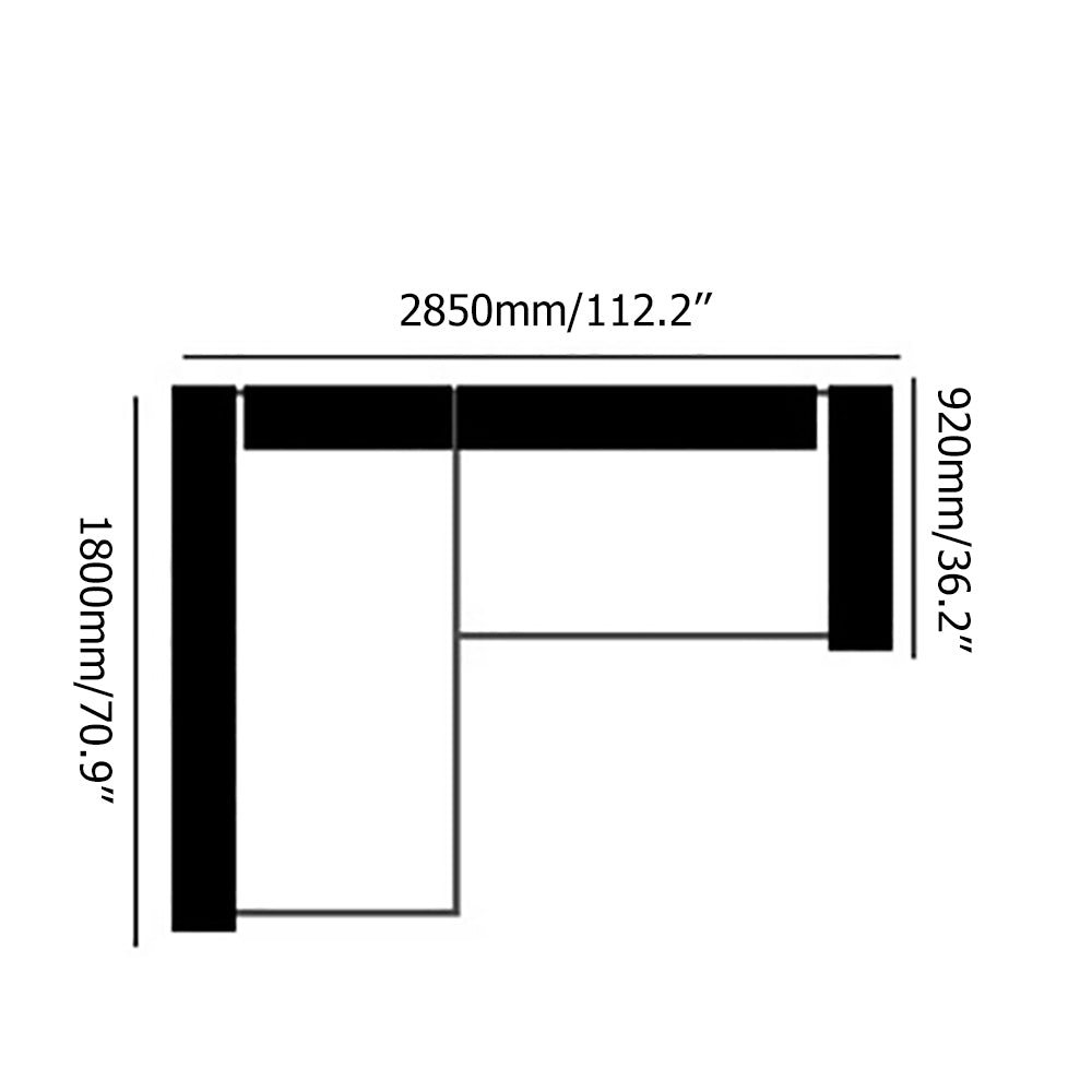 HMR - Doart 112" Cotton & Linen 4-Seater Modern Corner Modular Sectional Sofa L-Shaped