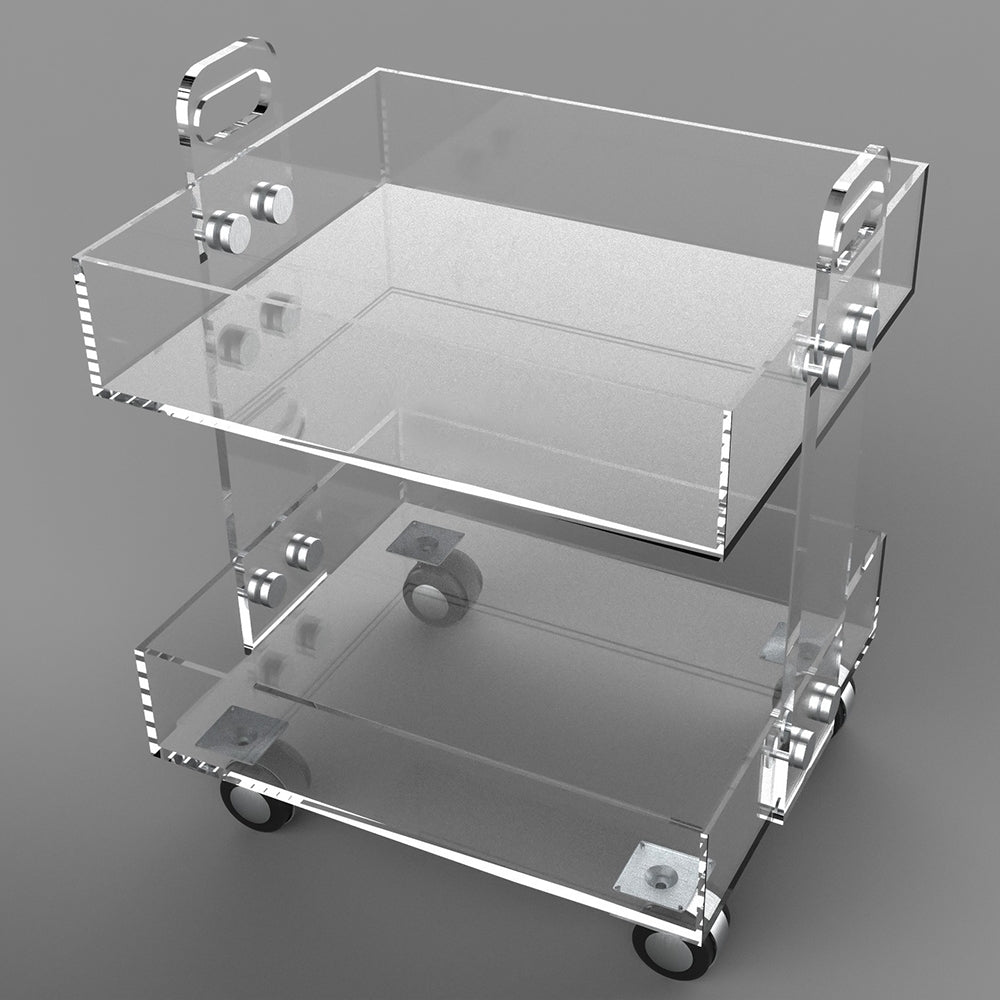 HMR - Modern Acrylic Rolling Bar with Handles in Gold