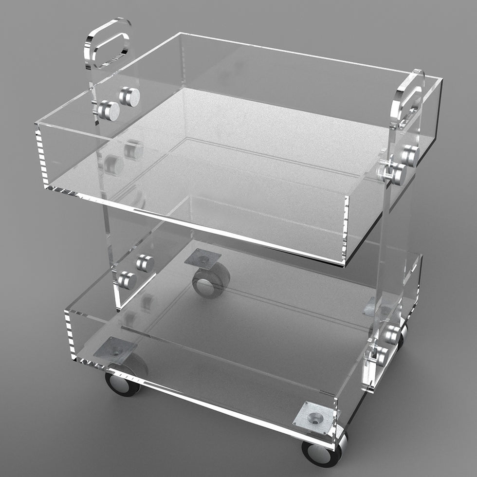 HMR - Modern Acrylic Rolling Bar with Handles in Gold