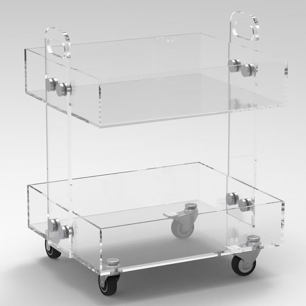 HMR - Modern Acrylic Rolling Bar with Handles in Gold