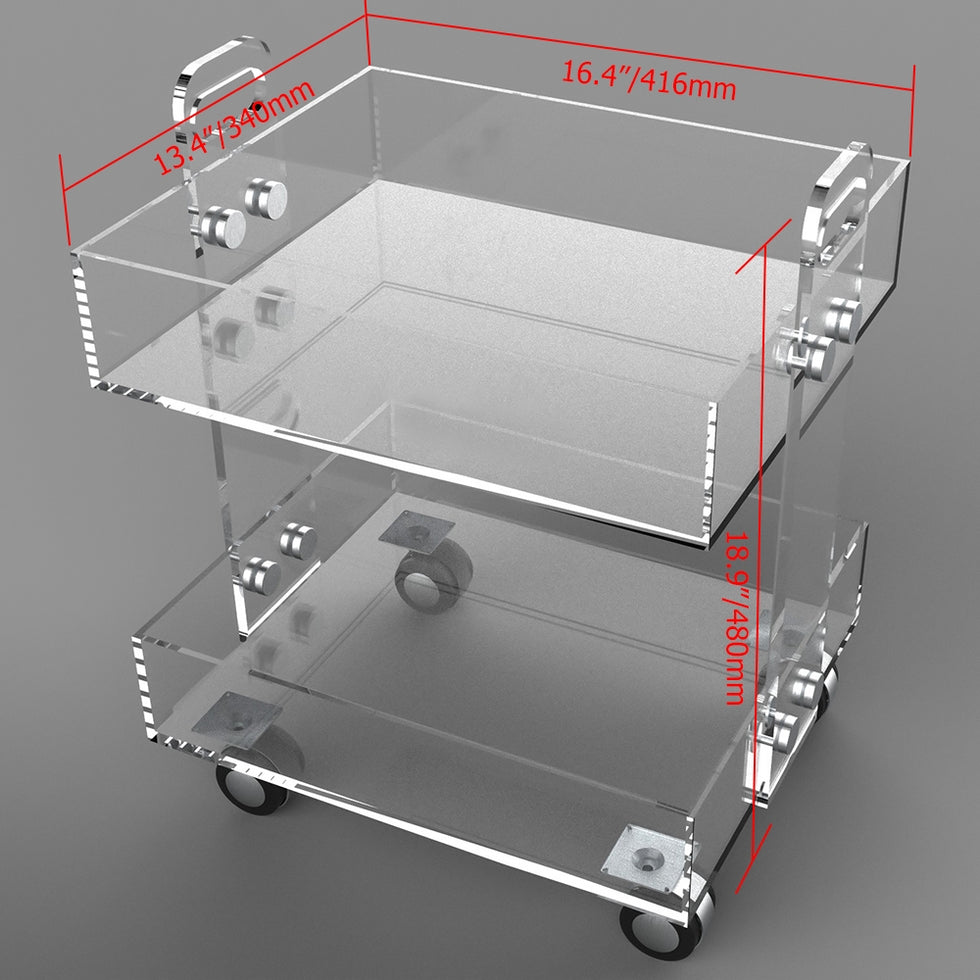 HMR - Modern Acrylic Rolling Bar with Handles in Gold