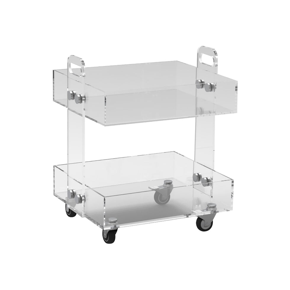 HMR - Modern Acrylic Rolling Bar with Handles in Gold