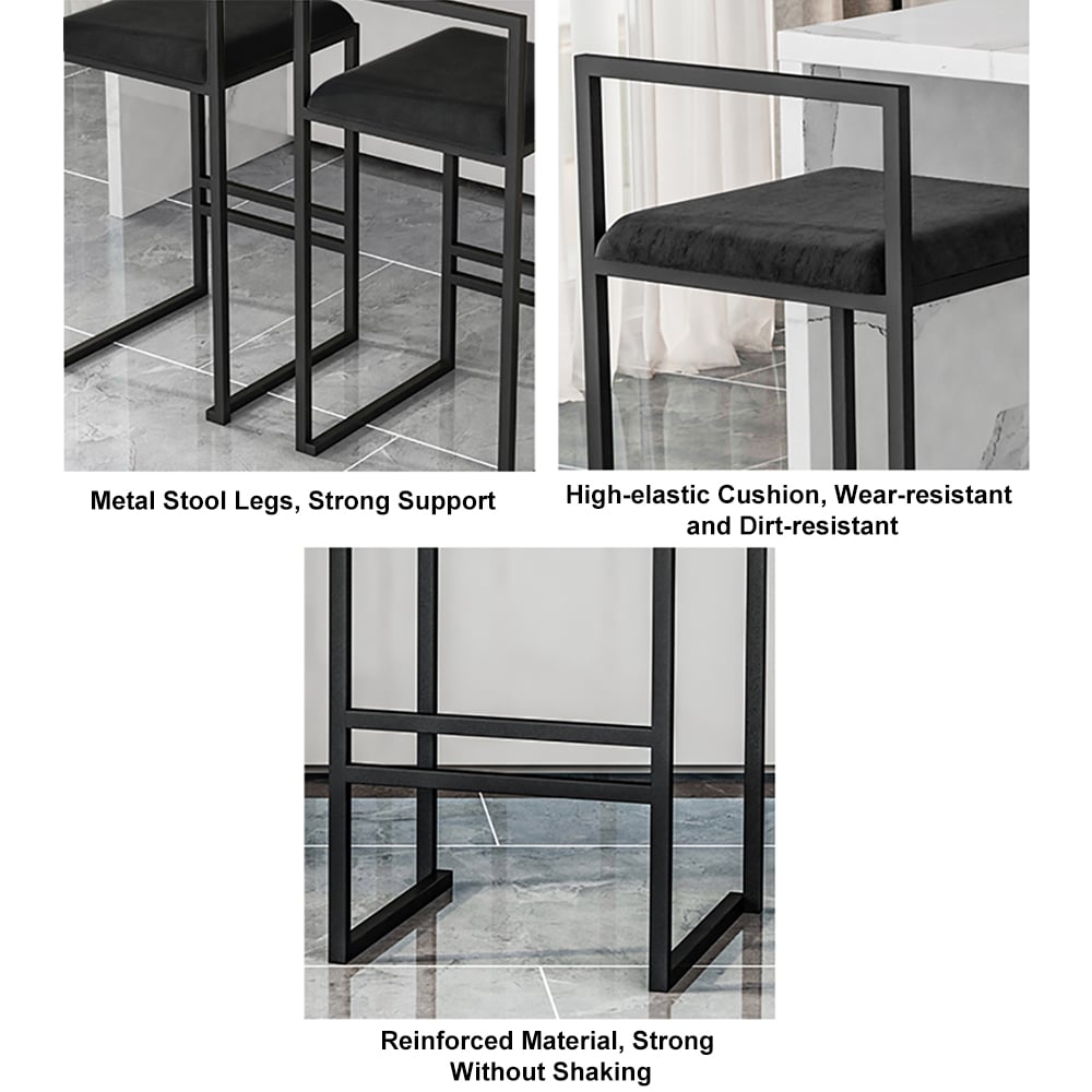 HMR - Modern Counter Stools with Velvet Upholstery (Set of 2)