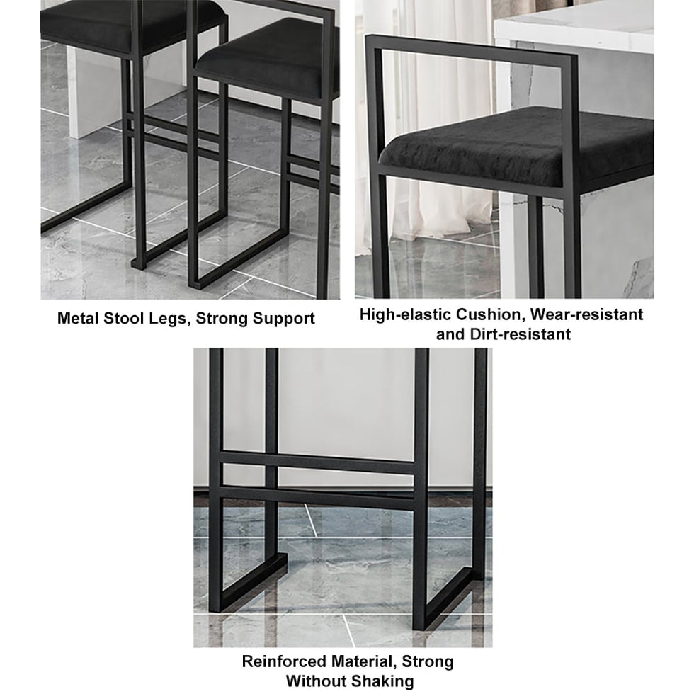 HMR - Modern Counter Stools with Velvet Upholstery (Set of 2)