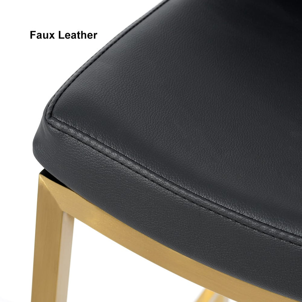 HMR - Faux Leather Counter Height Bar Stools with Back and Footrest (Set of 2) in Black