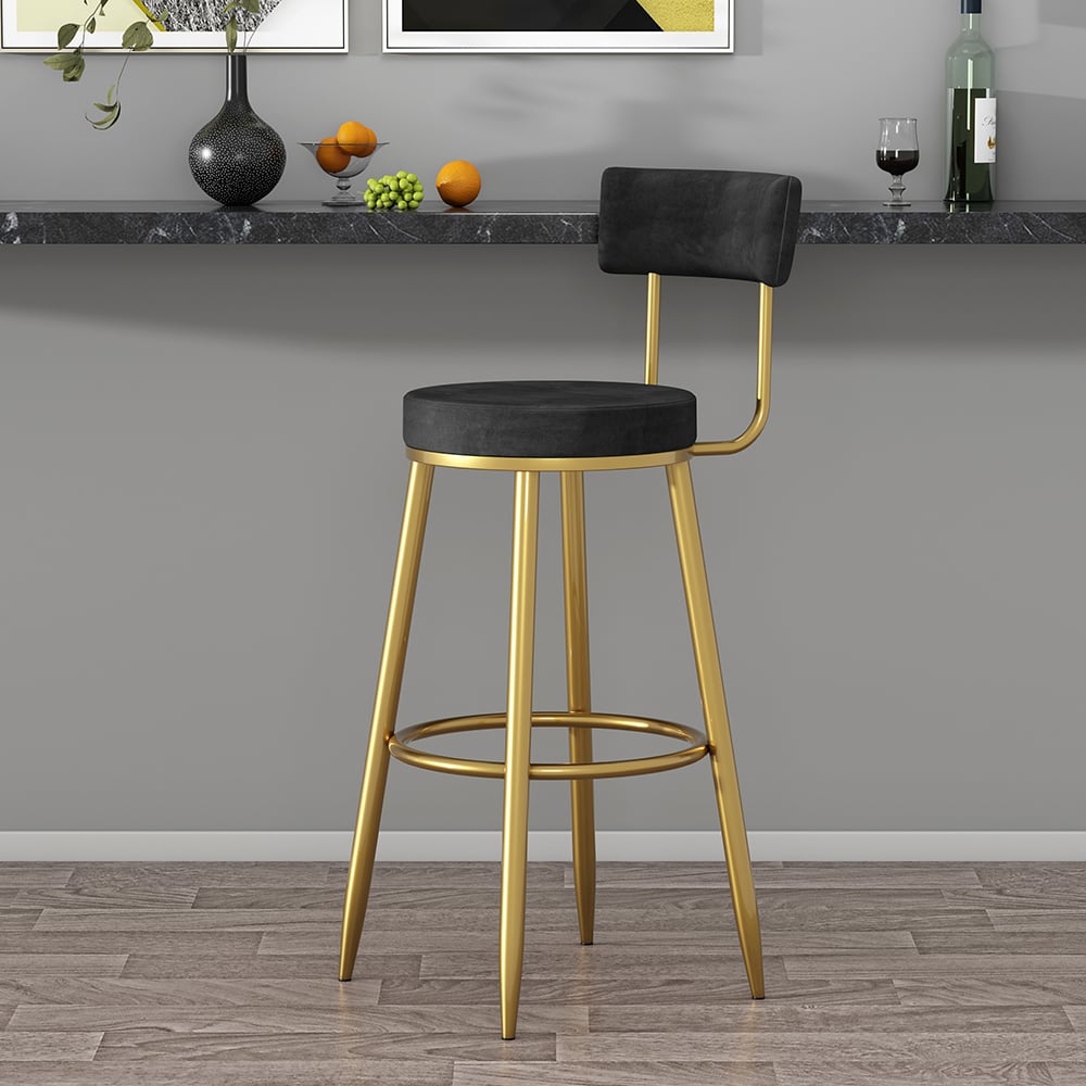 HMR - Affordable Luxury Modern Velvet Upholstered Bar Stools