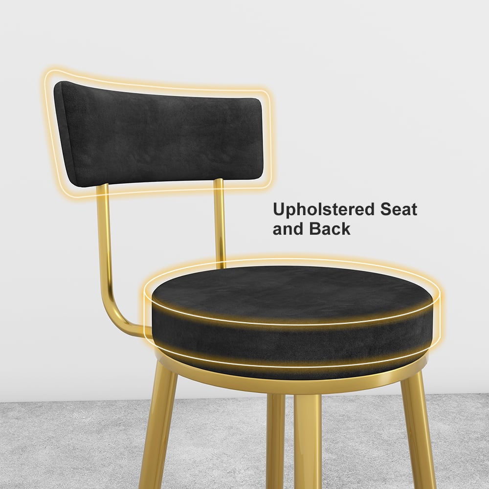 HMR - Affordable Luxury Modern Velvet Upholstered Bar Stools