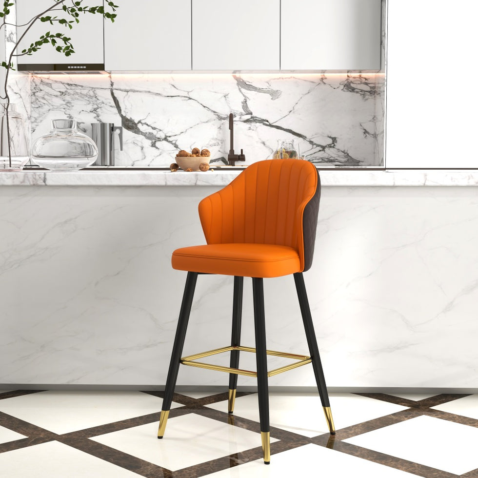 HMR - Modern Bar Stools with PU Leather Upholstery