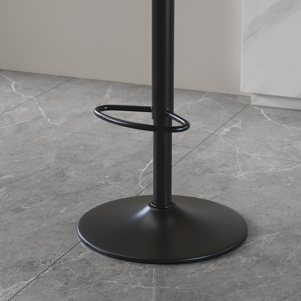 HMR - Swivel PU Leather Upholstered Adjustable Bar Stool with Backrest in White