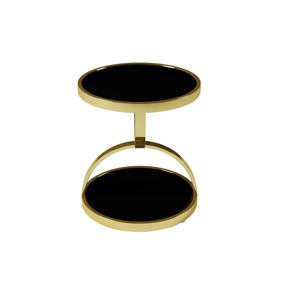 HMR - Round Side Table Tempered Glass in Black