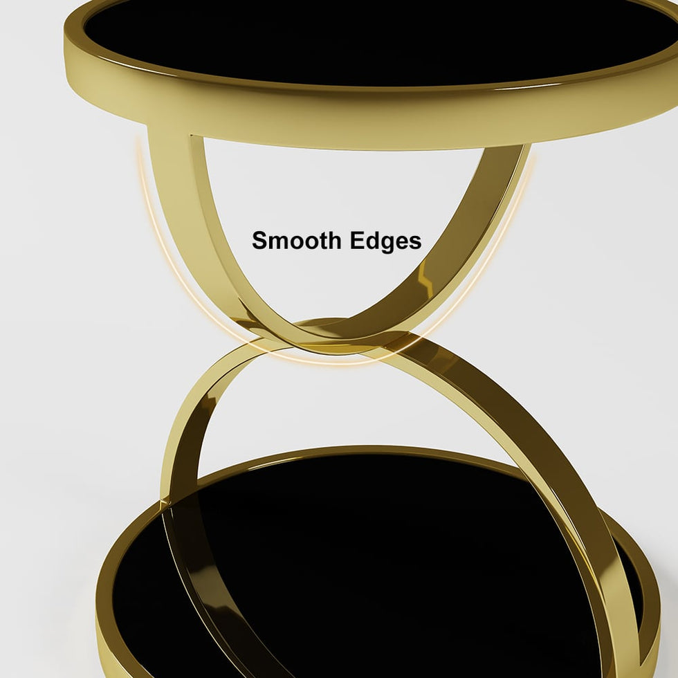 HMR - Round Side Table Tempered Glass in Black