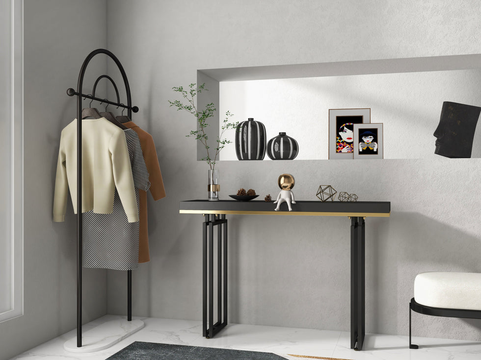 HMR - Accent Solid Wood and Metal Narrow Console Table in Large 47" in 47.2"L