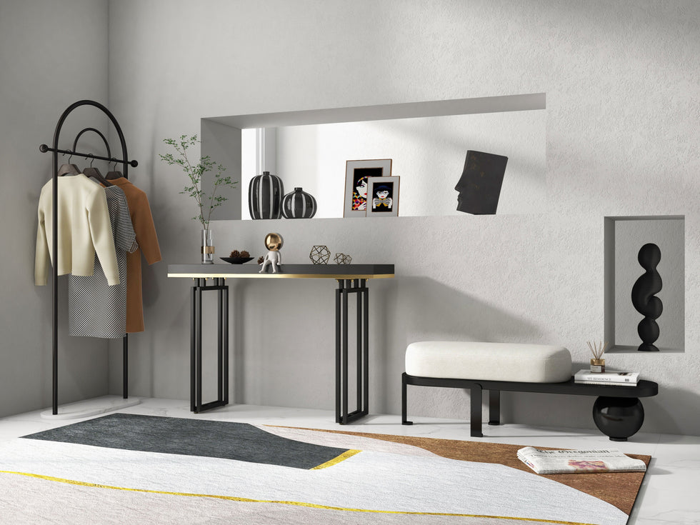 HMR - Accent Solid Wood and Metal Narrow Console Table in Large 47" in 47.2"L