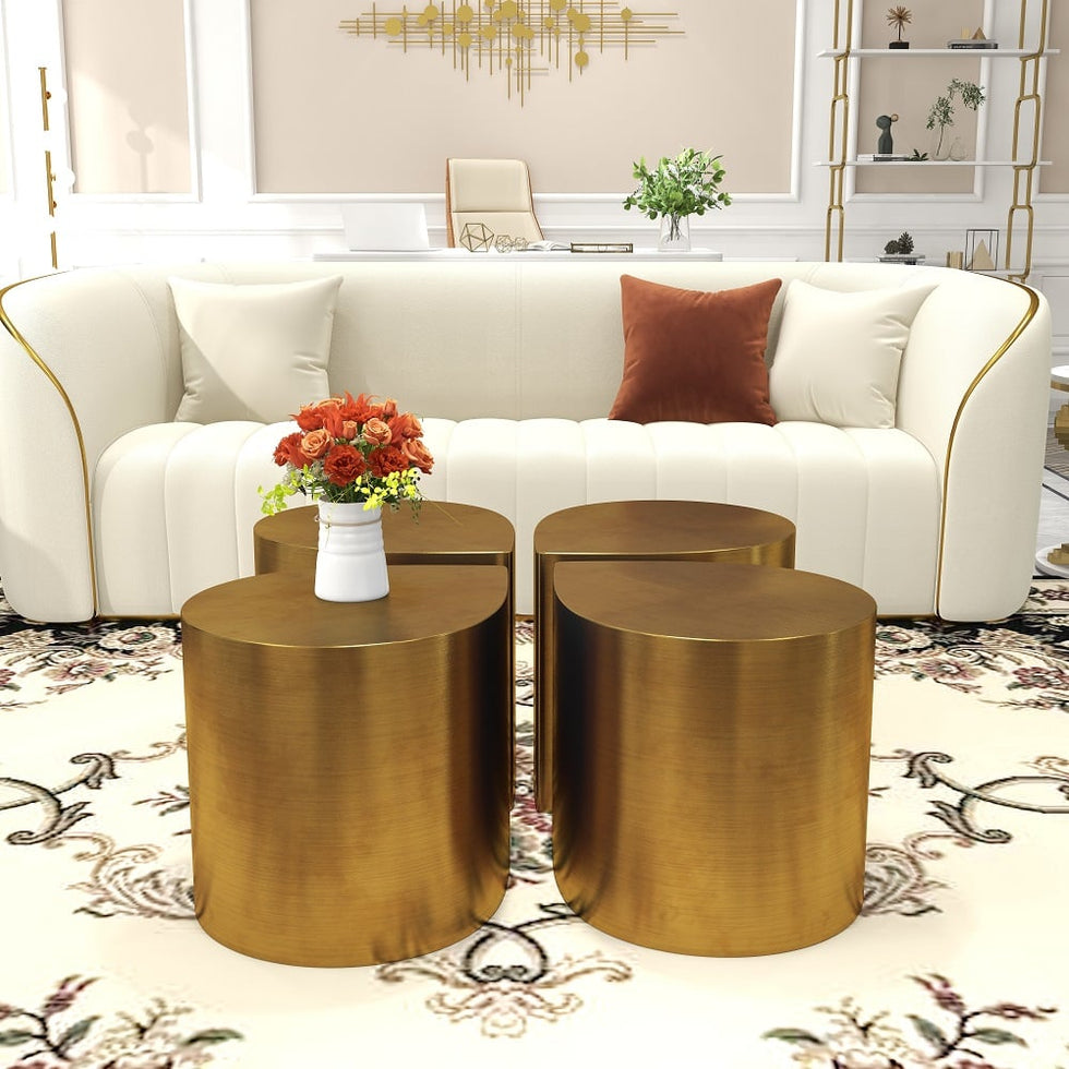 HMR - Metal Side Table in Water Drop Design End Table in Brushed Gold
