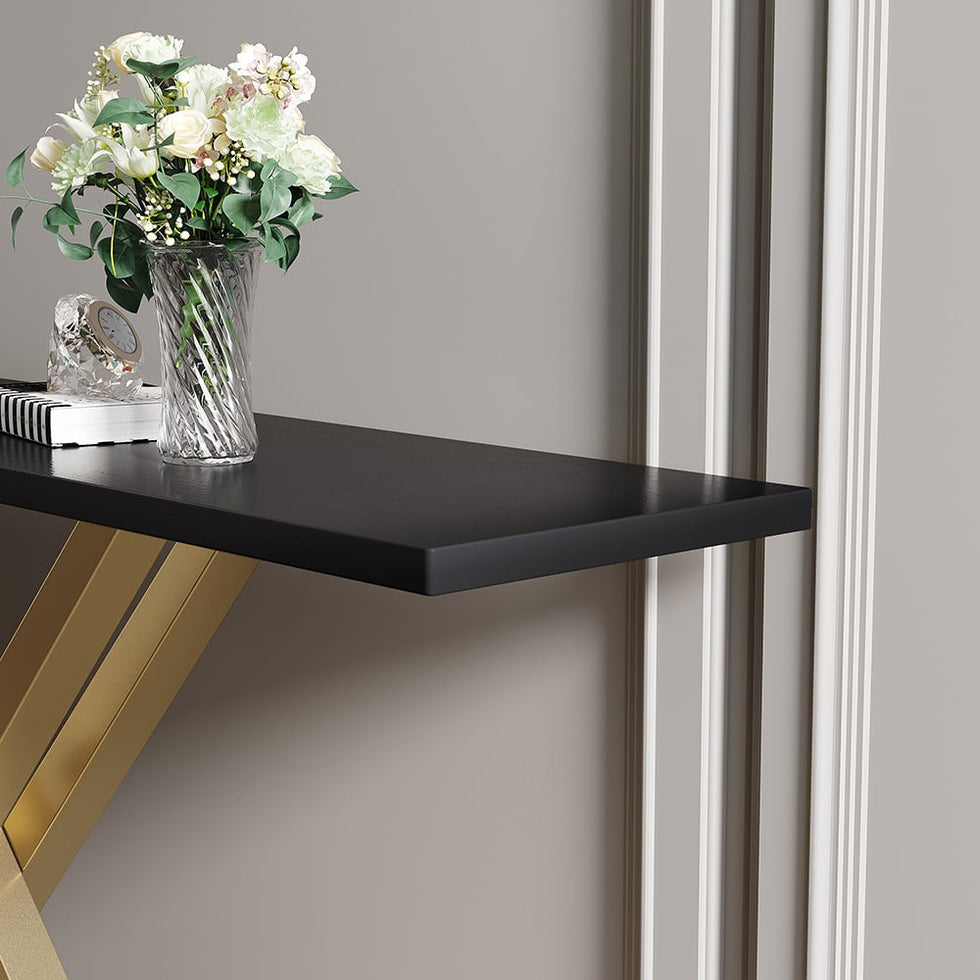 HMR - 59" Narrow Console Table with Base Metal