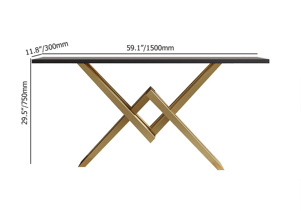 HMR - 59" Narrow Console Table with Base Metal