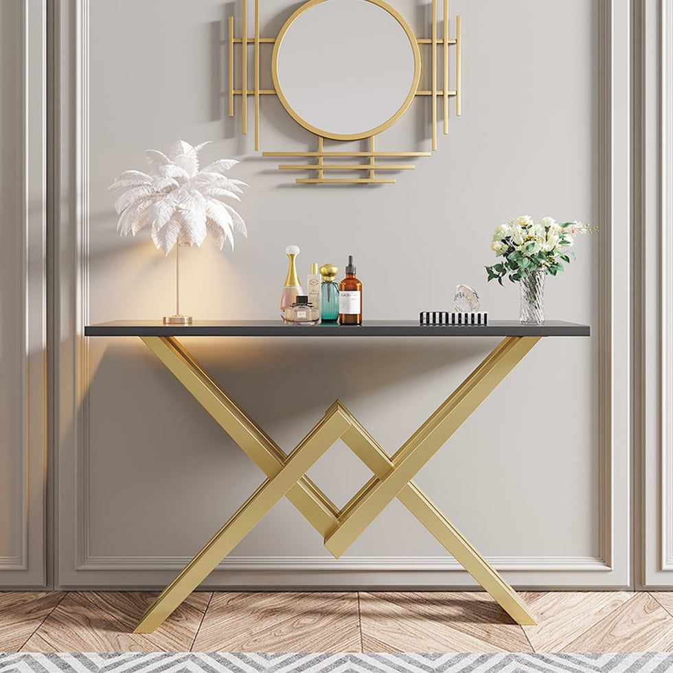 HMR - 59" Narrow Console Table with Base Metal