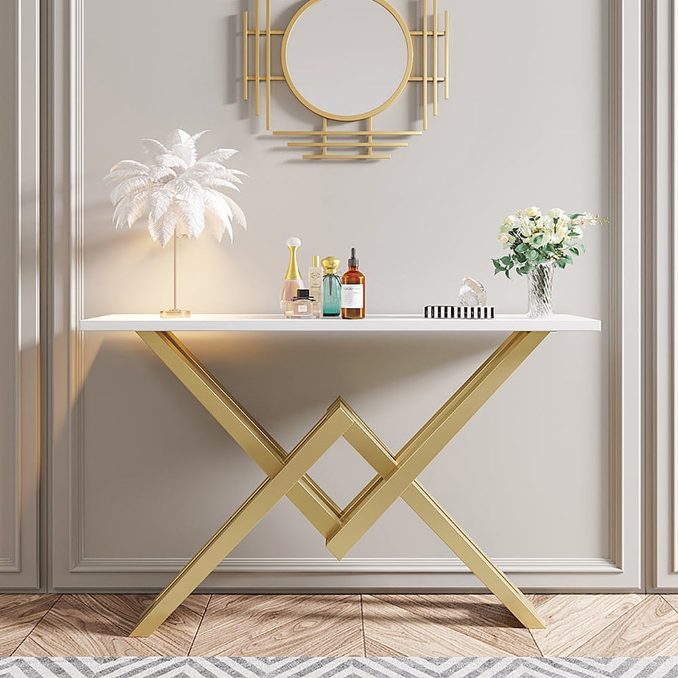 HMR - 59" Narrow Console Table with Base Metal