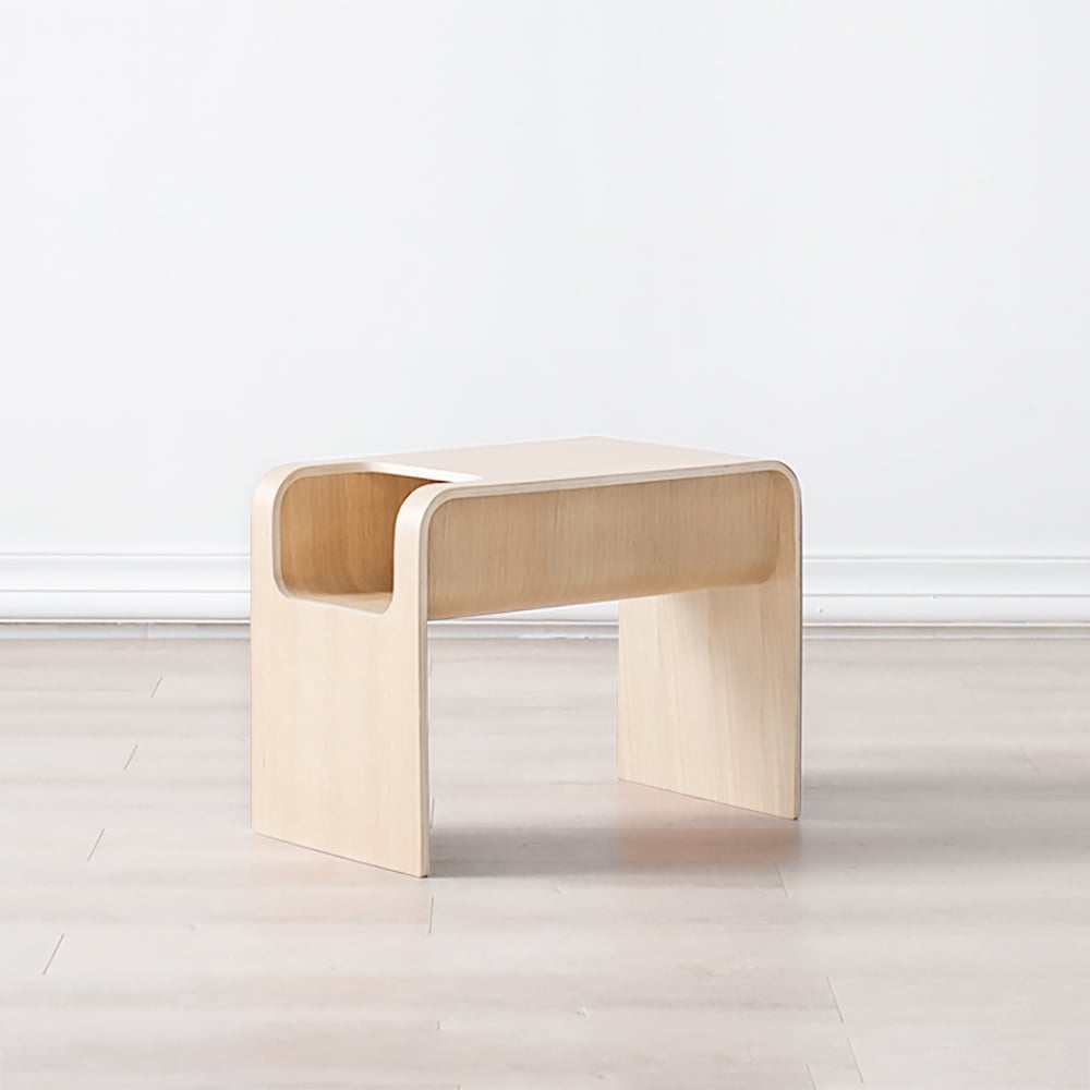HMR - C-Shaped Convertible Wood Side Table with Storage