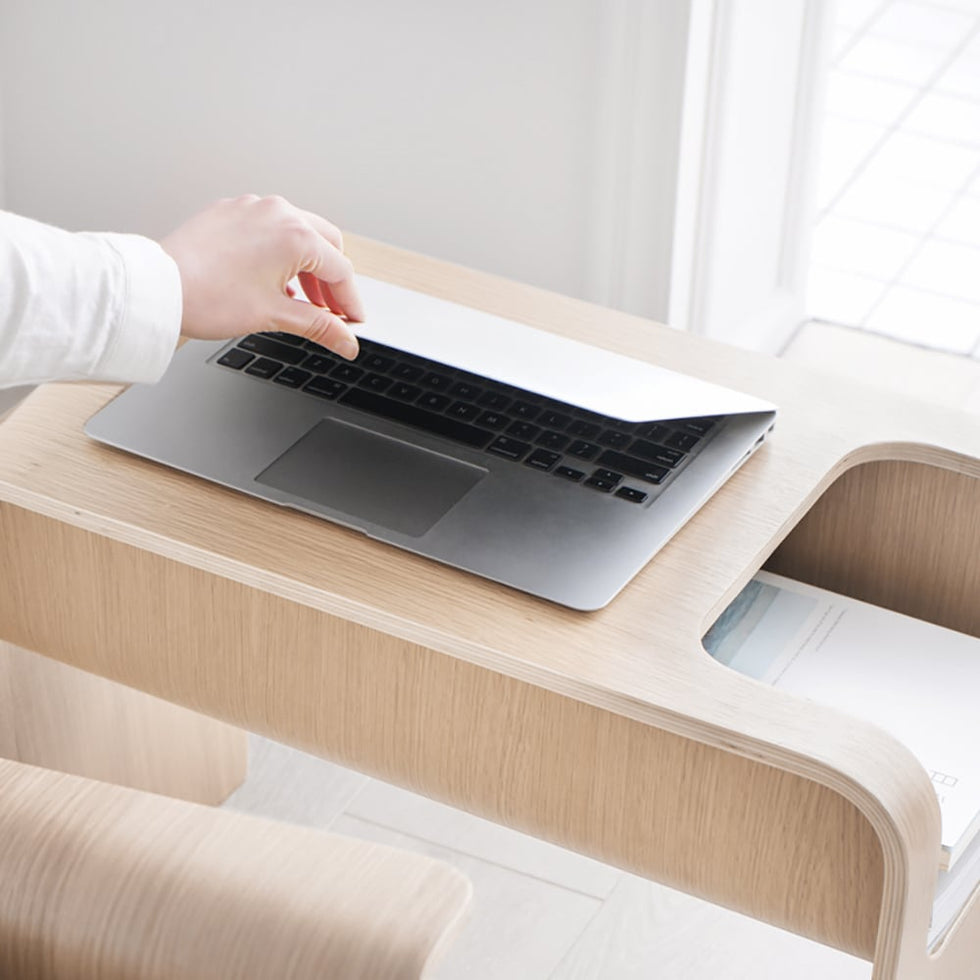 HMR - C-Shaped Convertible Wood Side Table with Storage