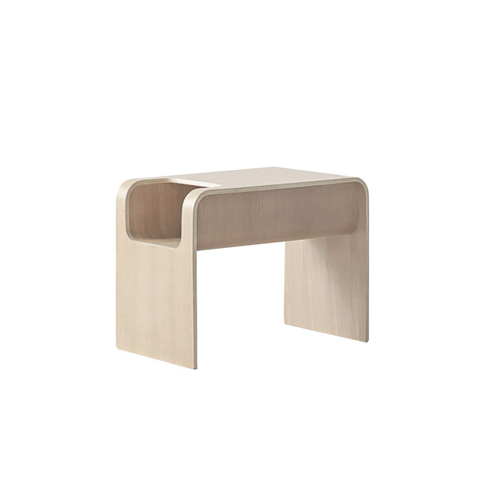 HMR - C-Shaped Convertible Wood Side Table with Storage