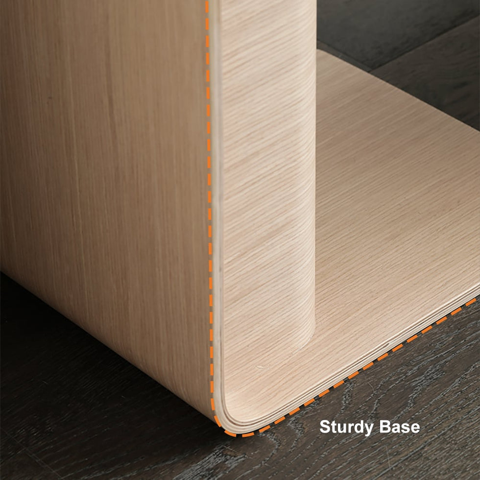 HMR - C-Shaped Convertible Wood Side Table with Storage
