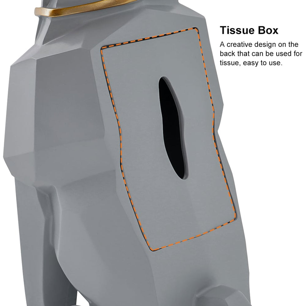 HMR - Dog Sculpture Resin Side Table with Tray Top & Tissue Box